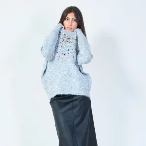 Sequin embellished knit sweater wholesale