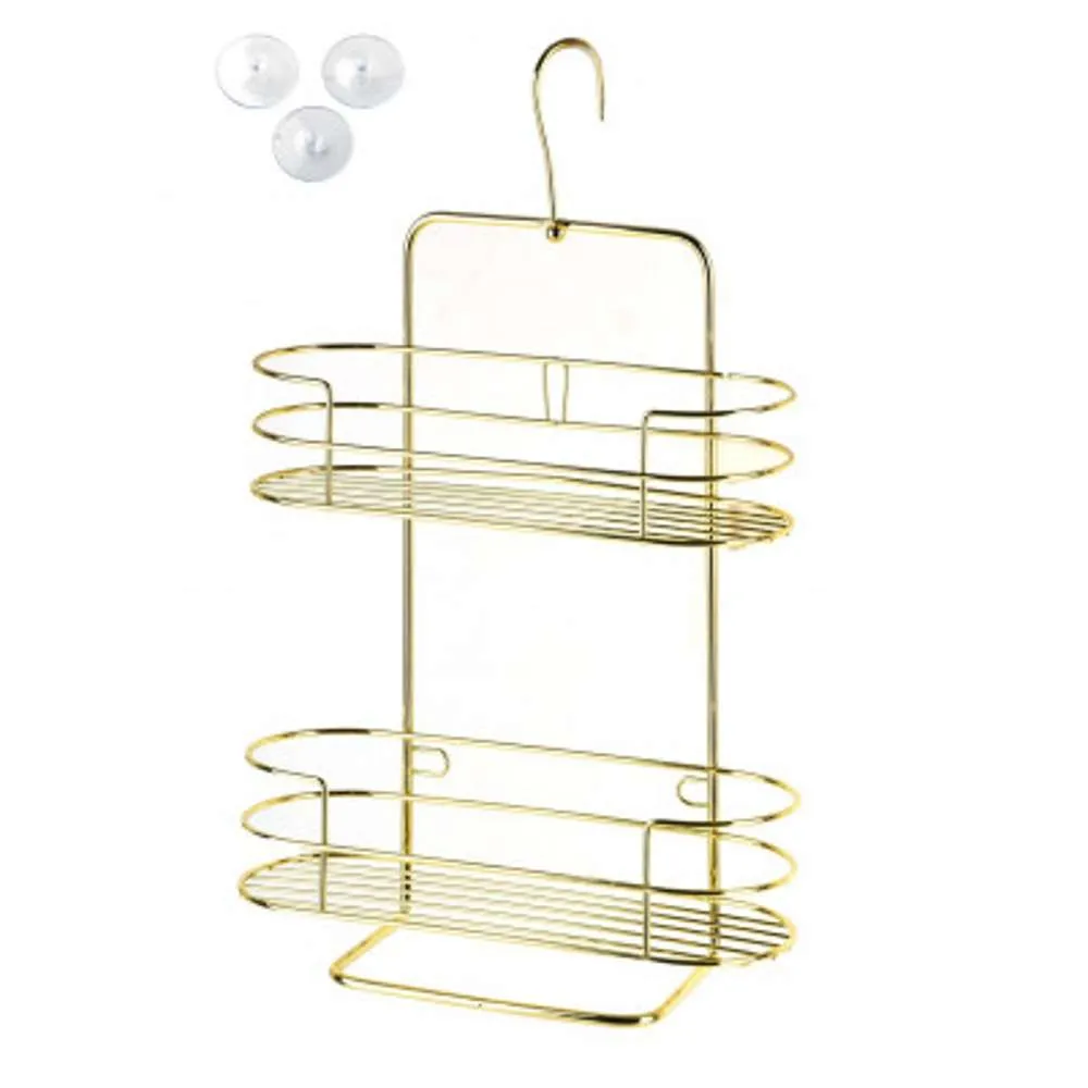 Shower Caddy Corner Shelf 2-Tier Gold 22 x 22 x 38cm