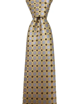 Silver, Gold & Brown Silk Tie