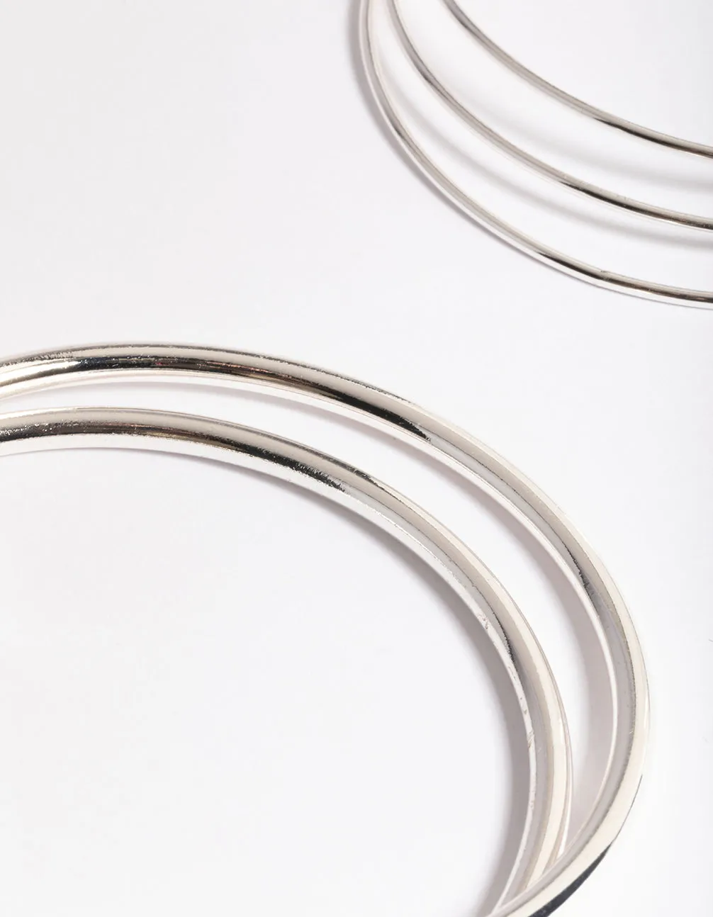 Silver Round Mix Bangle 5-Pack