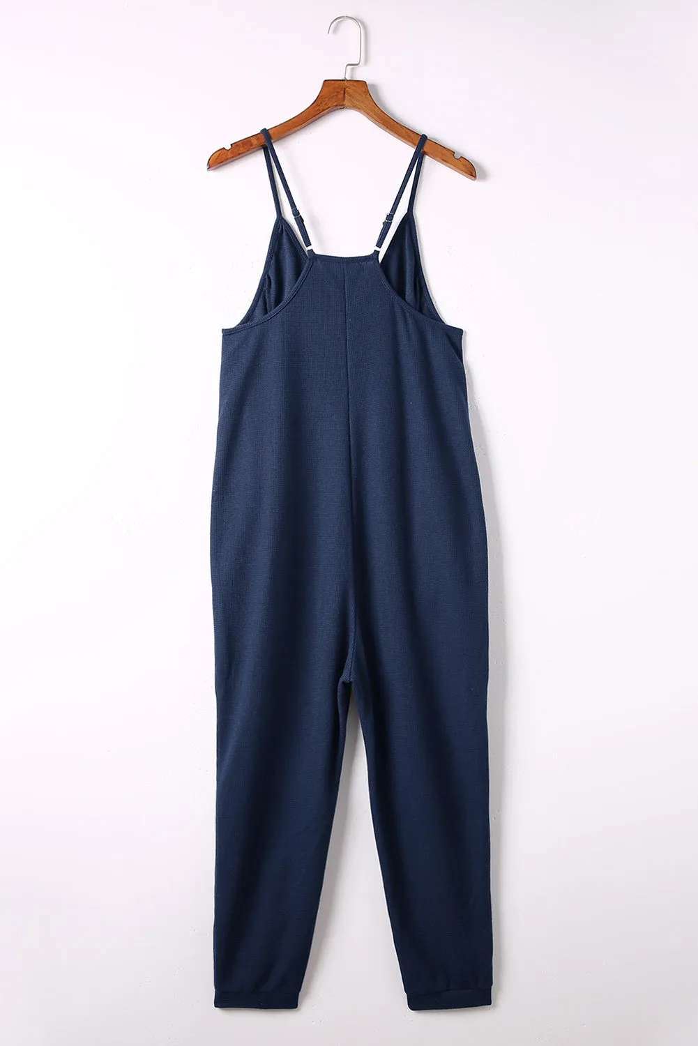 Spaghetti Strap Deep V Jumpsuit with Pockets