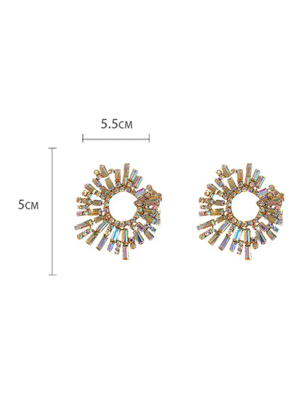 Statement Multi-Colored Rhinestone Earrings Accessories