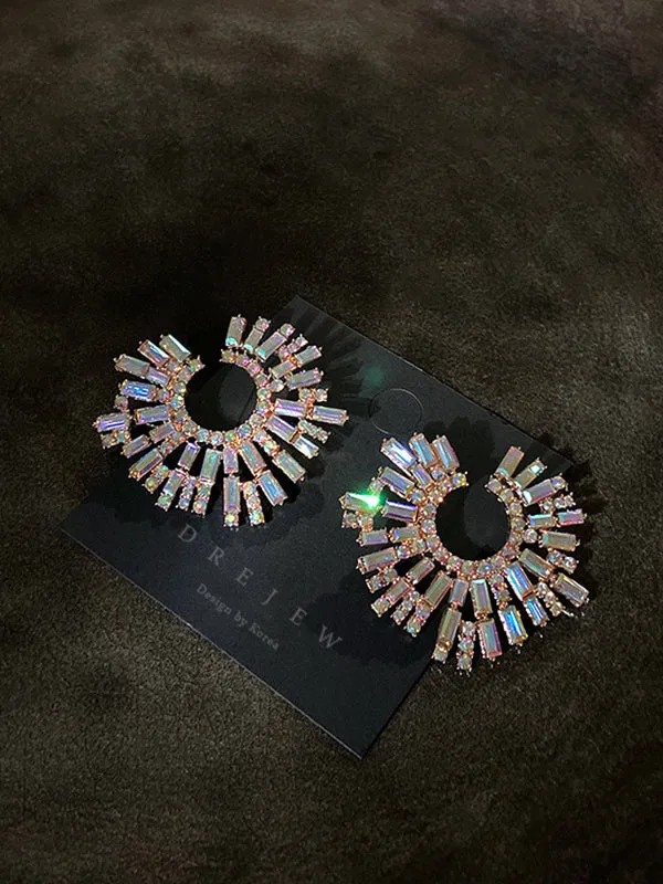 Statement Multi-Colored Rhinestone Earrings Accessories