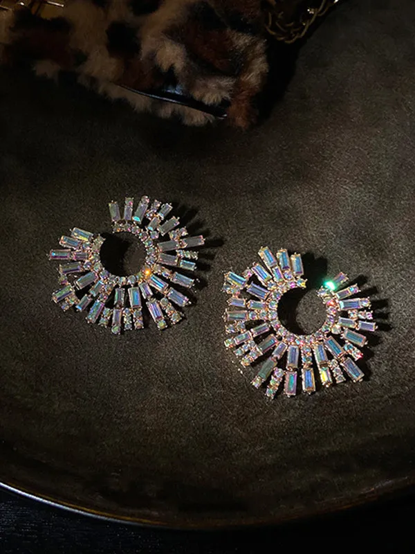 Statement Multi-Colored Rhinestone Earrings Accessories