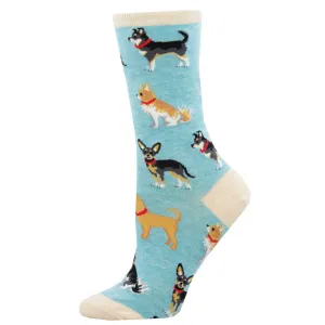 Stylish Dogs (Blue) Women’s Crew Socks