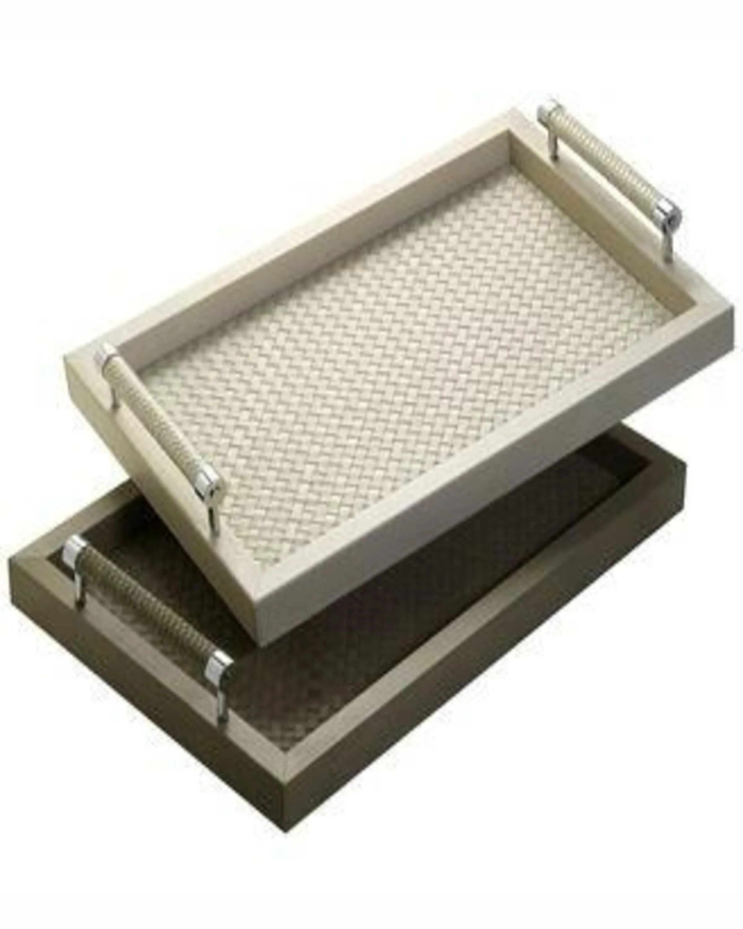 Stylish White Leather Works Square Tray