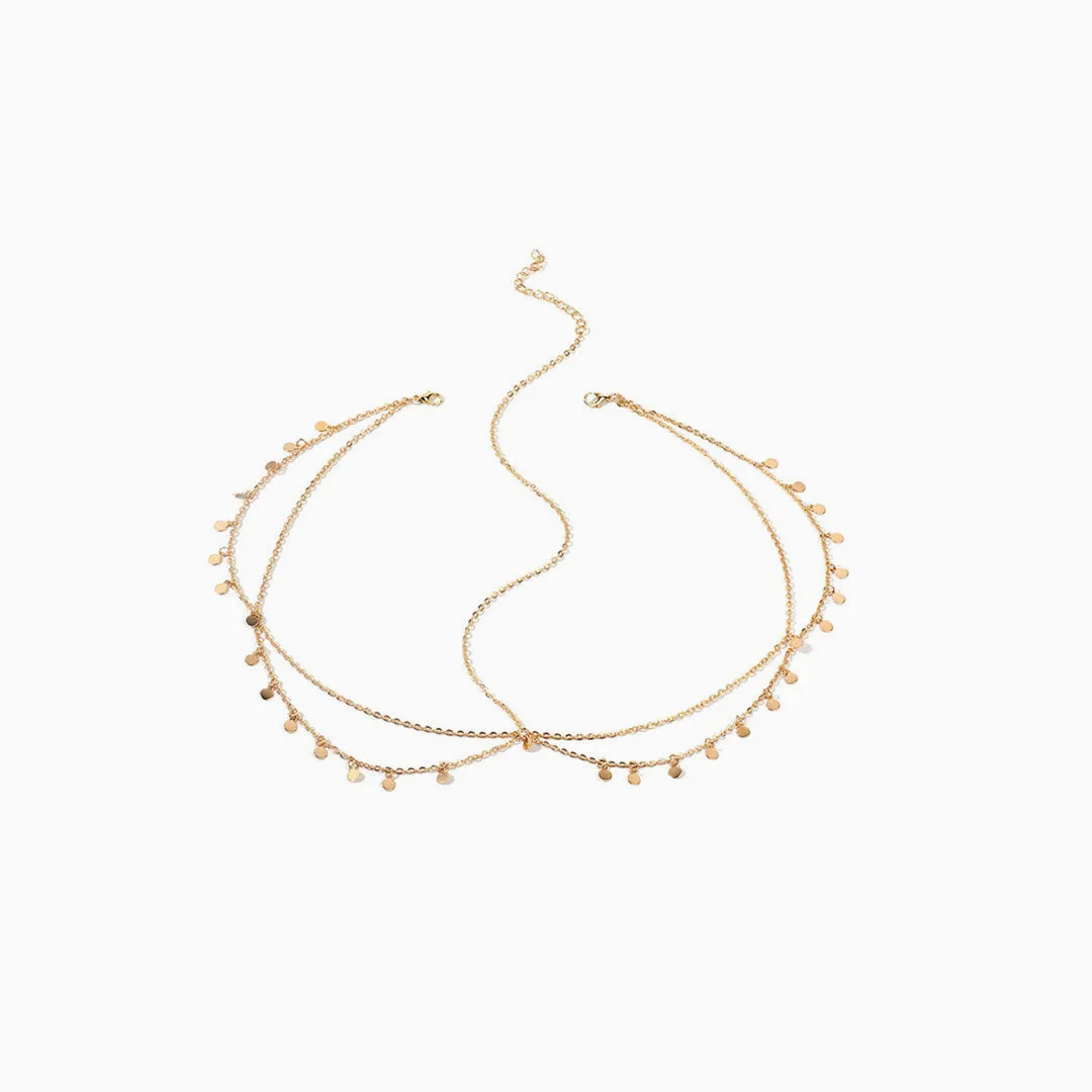 The Boho Holiday Coins Details Crisscross Hair Chain - Gold