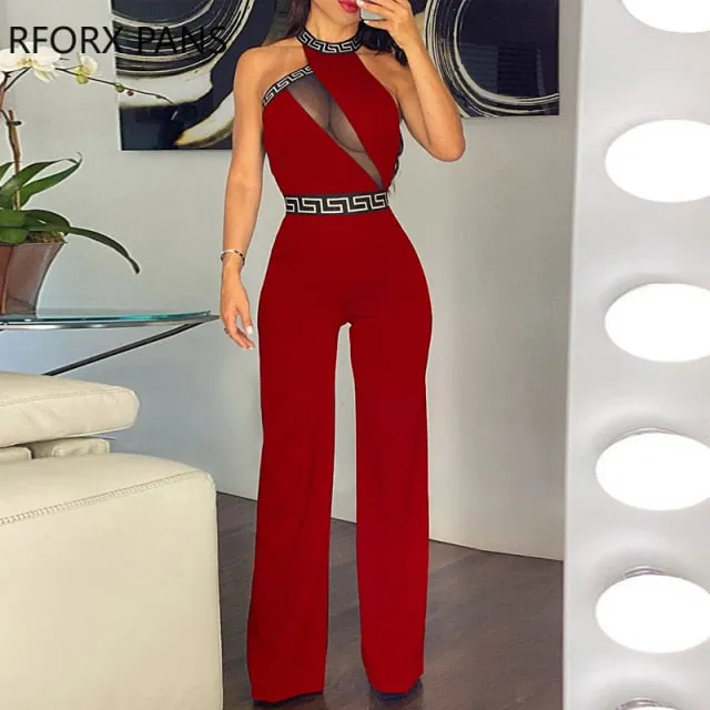 Trendy Cutout Sheer Mesh Jumpsuit