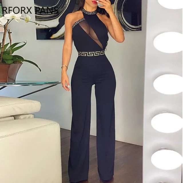 Trendy Cutout Sheer Mesh Jumpsuit