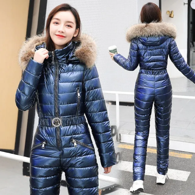 Trendy Hooded Puffy Jumpsuit With Zipper