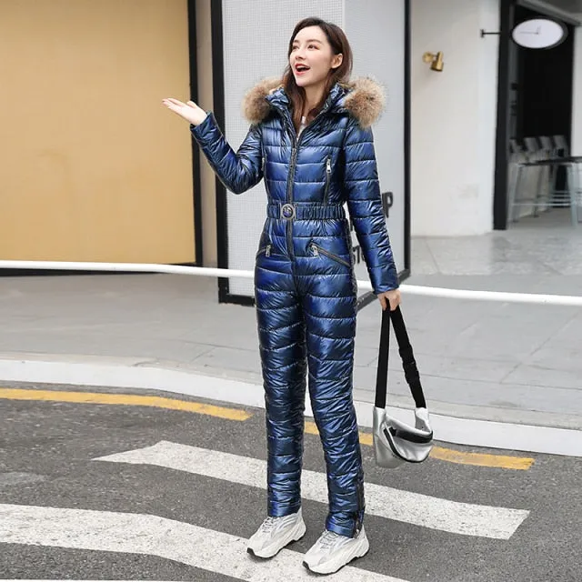 Trendy Hooded Puffy Jumpsuit With Zipper