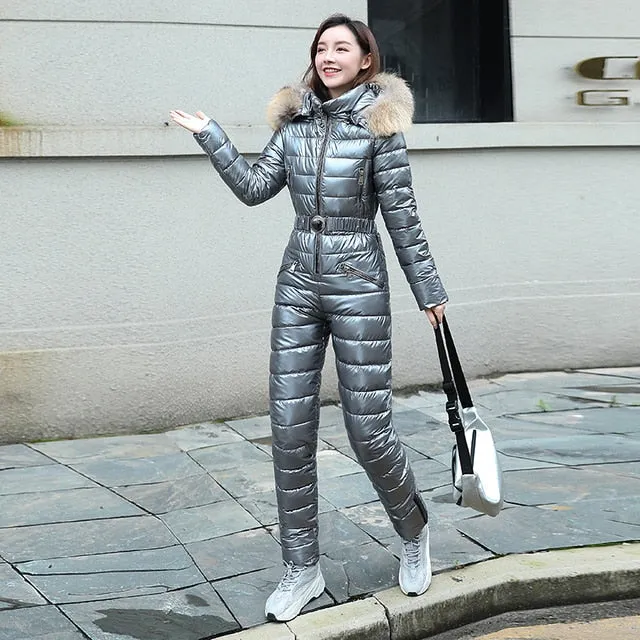 Trendy Hooded Puffy Jumpsuit With Zipper