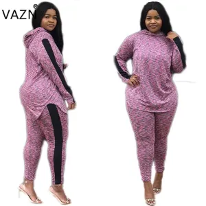 VAZN Hot Fashion Design 2018 Jumpsuit Women Casual Full Sleeve Print 2-Pieces Rompers Hooded Regular Hollow Out Rompers MJ1027