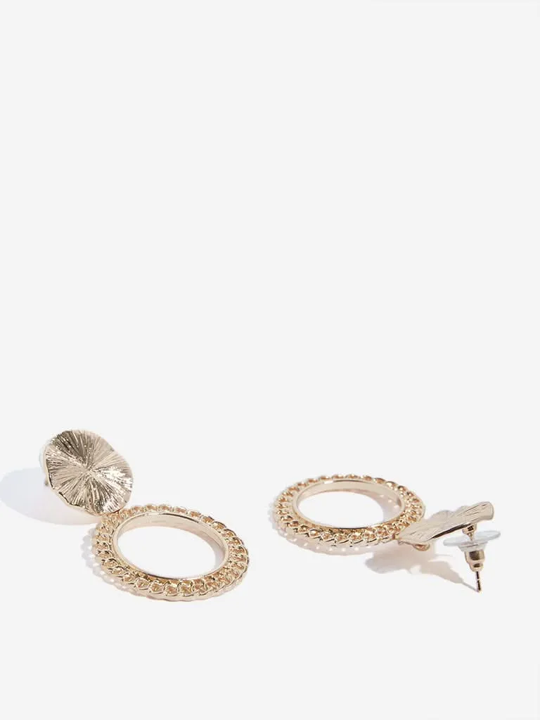 Westside Accessories Gold Chain Design Hoop Earrings