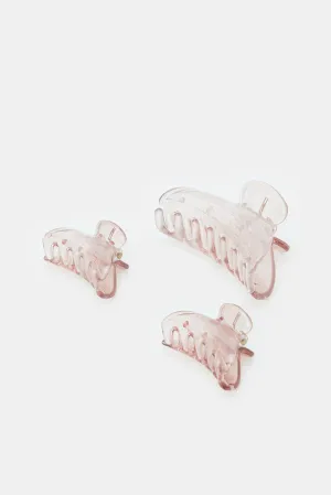 Women Pink Hair Clip Set (3 Piece)