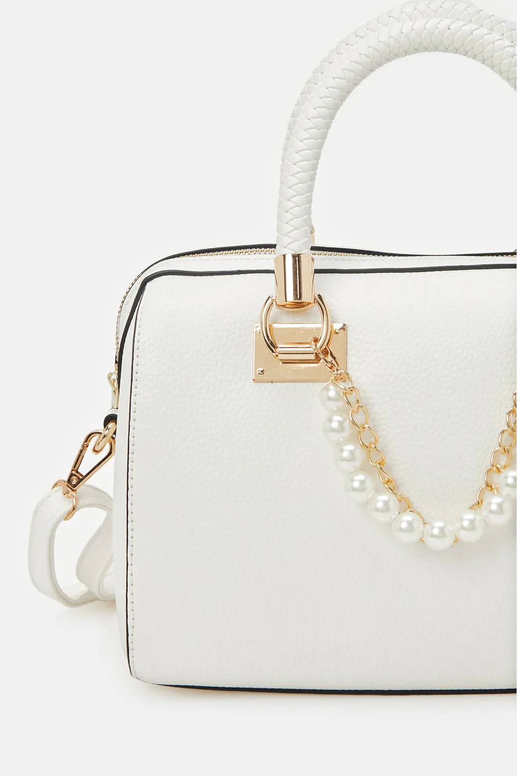 Women White Bollin With Pearl Chain