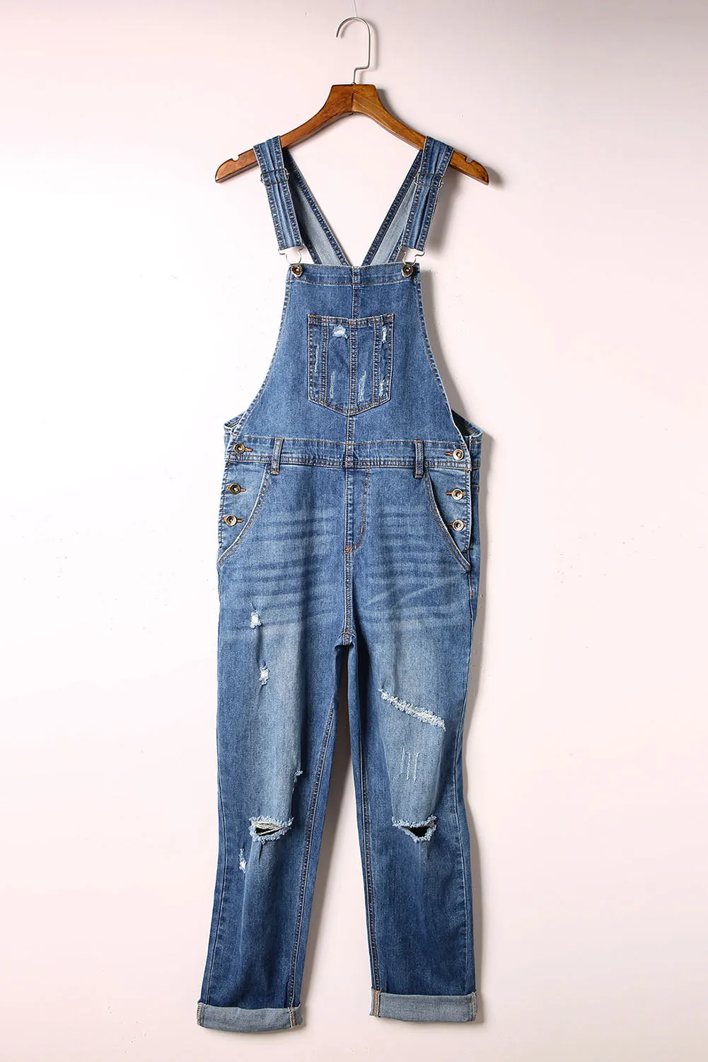 Women's Casual Distressed Bib Overalls Denim Jeans Pants Jumpsuits