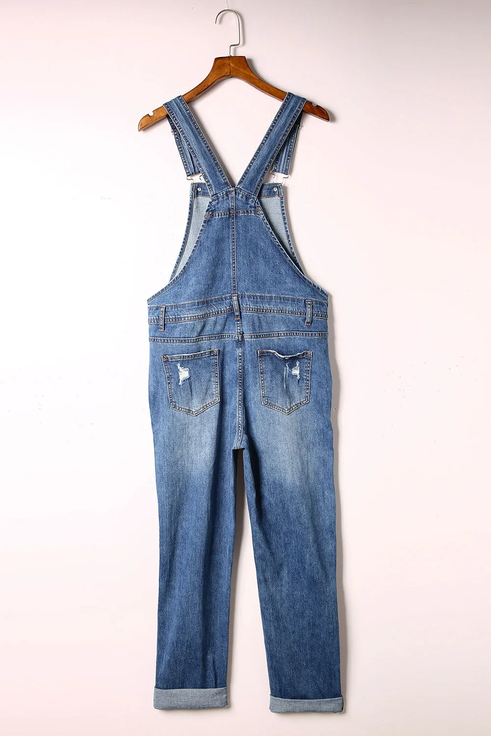 Women's Casual Distressed Bib Overalls Denim Jeans Pants Jumpsuits