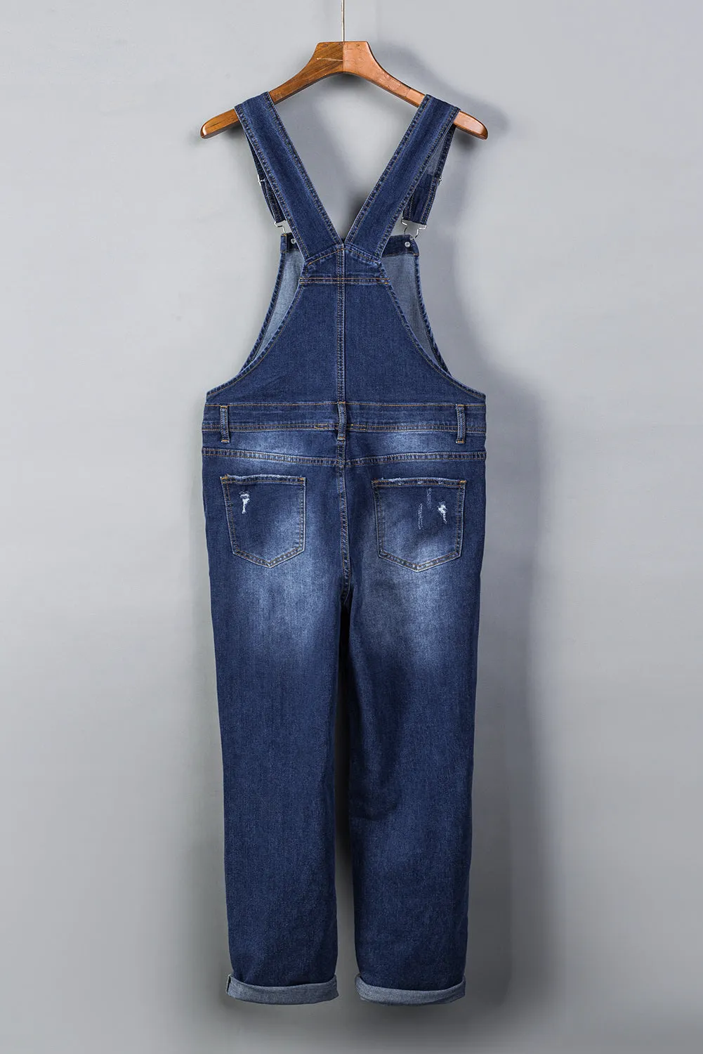 Women's Casual Distressed Bib Overalls Denim Jeans Pants Jumpsuits