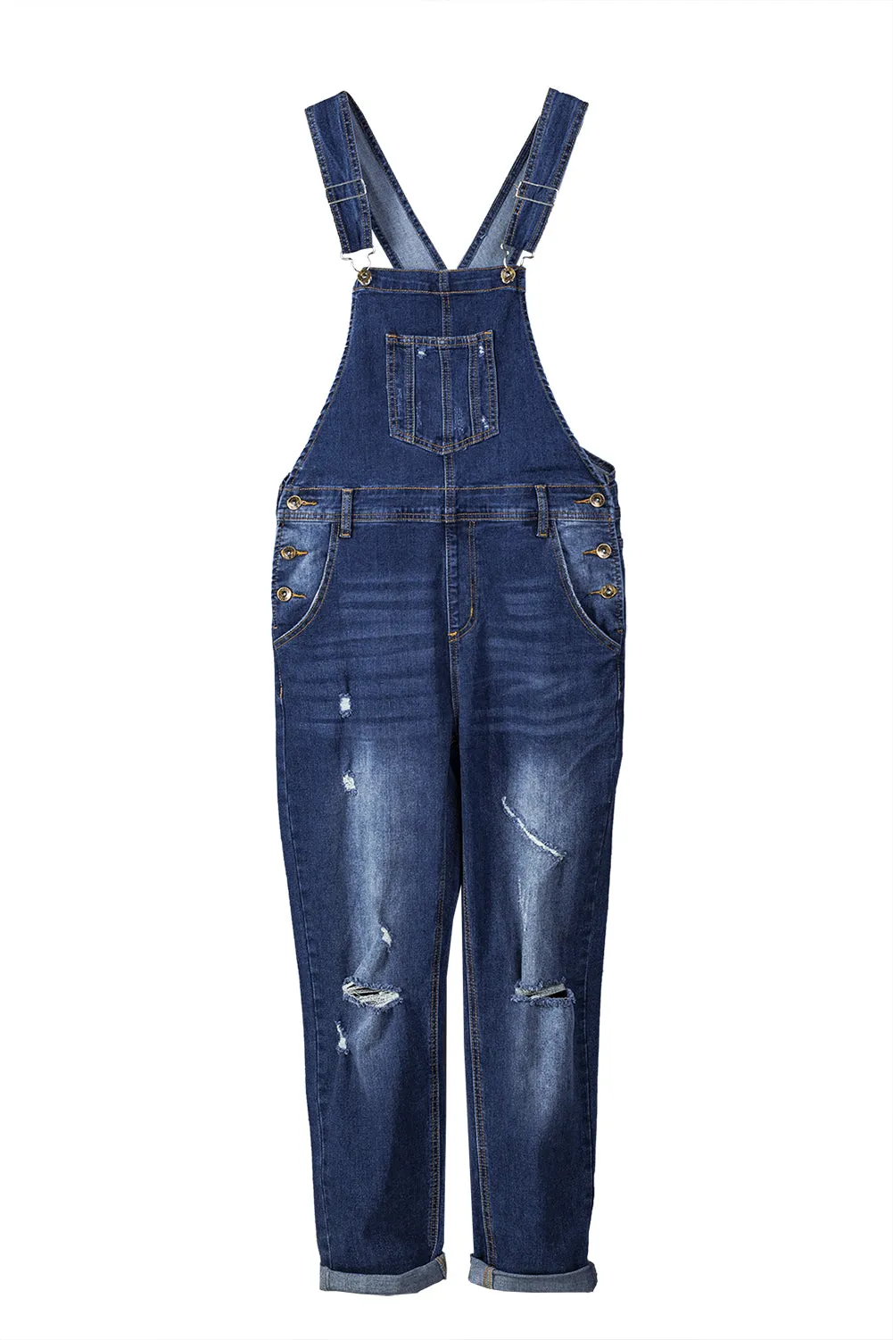 Women's Casual Distressed Bib Overalls Denim Jeans Pants Jumpsuits