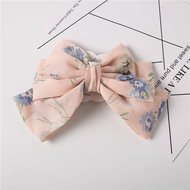 Women's Summer Satin Double-Layer Bow Barrettes Hair Ring