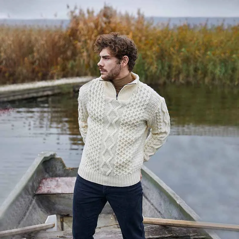 Zip Neck Men's Irish Knit Sweater