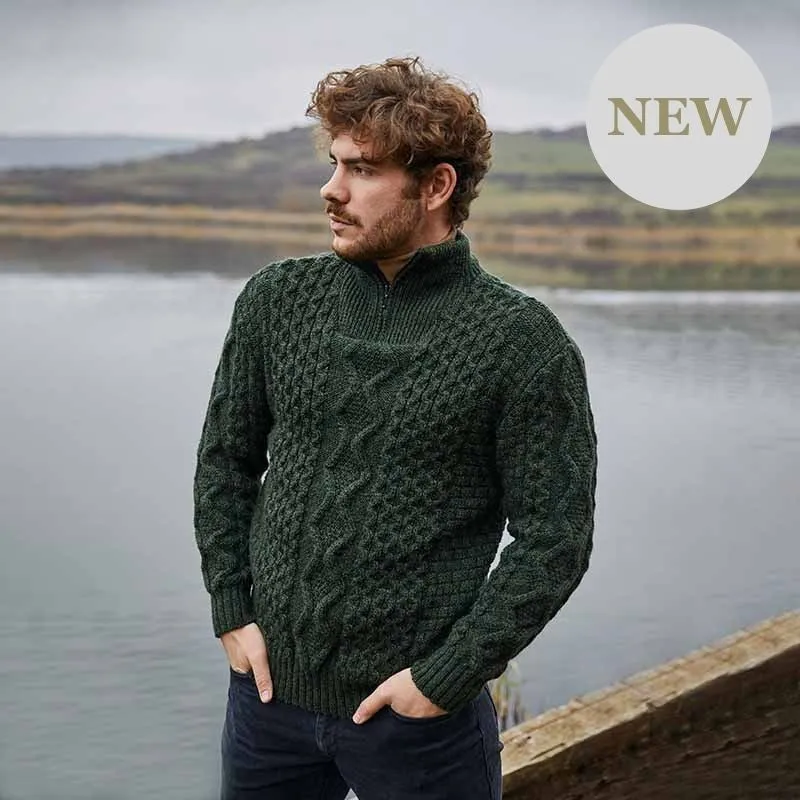 Zip Neck Men's Irish Knit Sweater